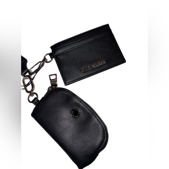 NWT Steve Madden Black Flat Wallet, Key Chain and Pouch Set - Picture 3 of 9